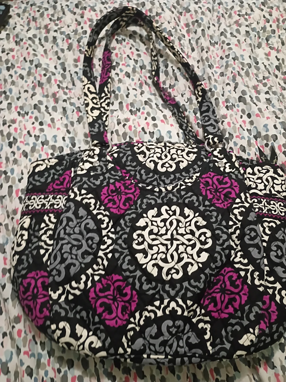Vera Bradley Black, White & Purple Quilted Tote